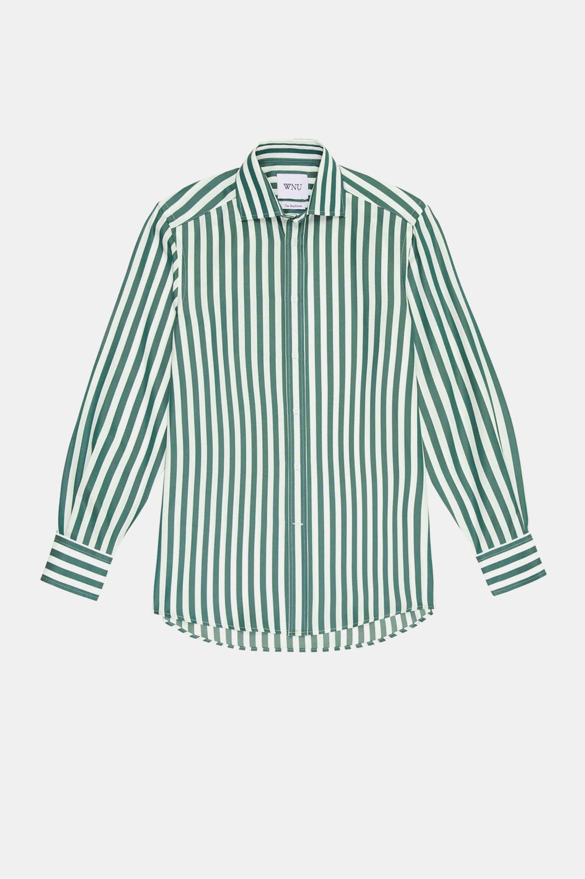 The Boyfriend Shirt in Forest Green Stripe