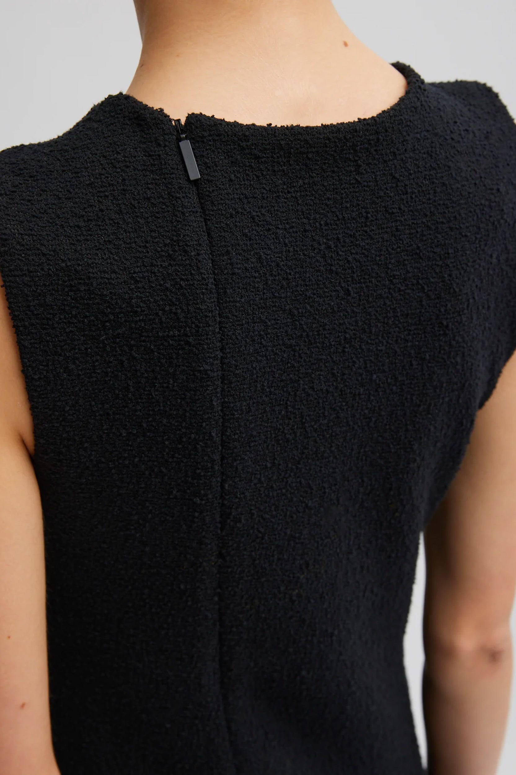 Boucle Knit Sculpted Dress in Black