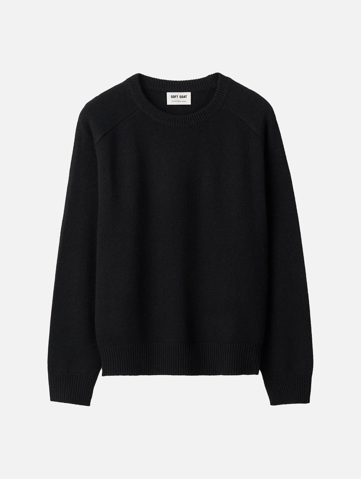 Boyfriend O-Neck Cashmere Sweater in Black