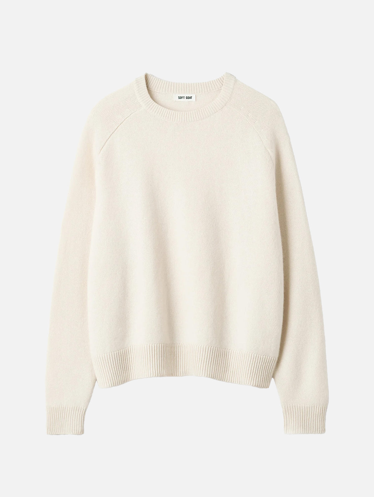 Boyfriend O-Neck Cashmere Sweater in Feather White