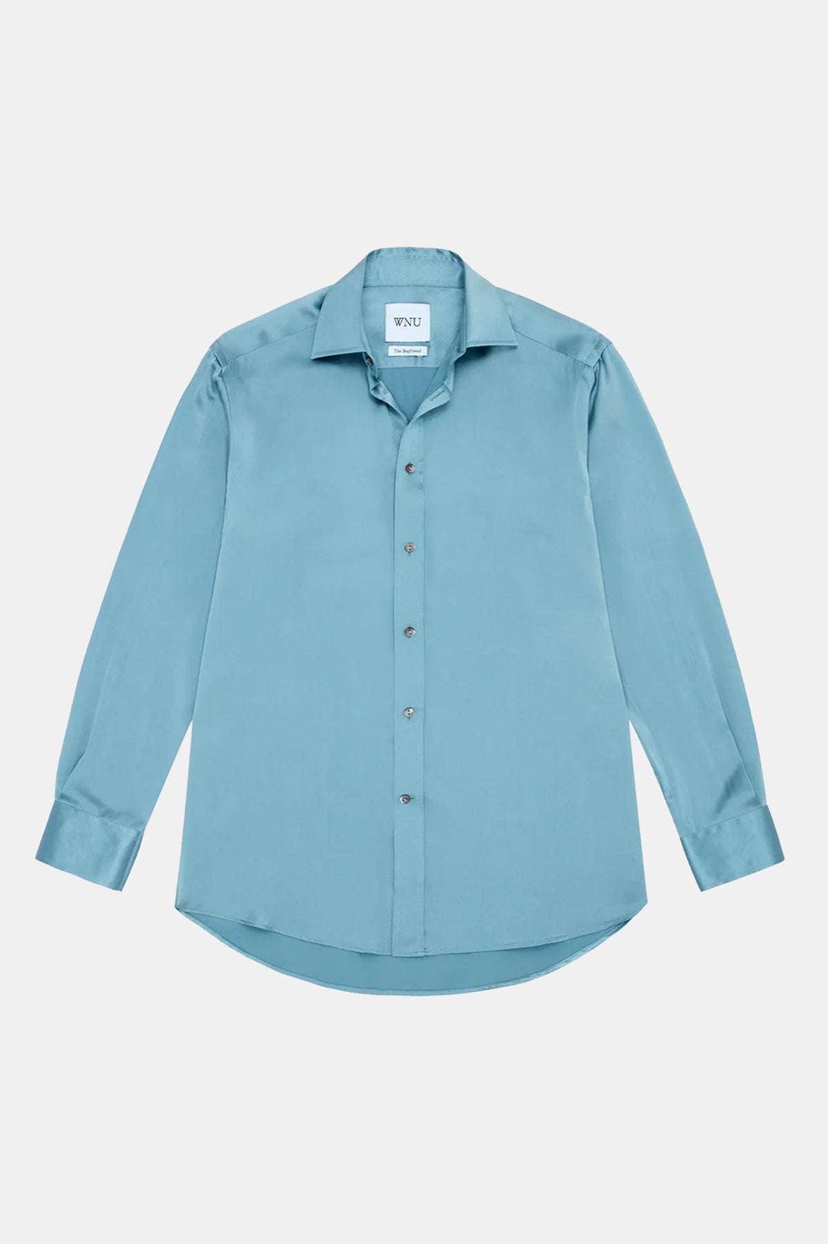 The Boyfriend Silk Shirt in Slate Blue