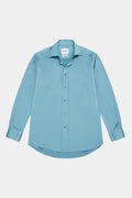 With Nothing Underneath The Boyfriend Silk Shirt in Slate Blue