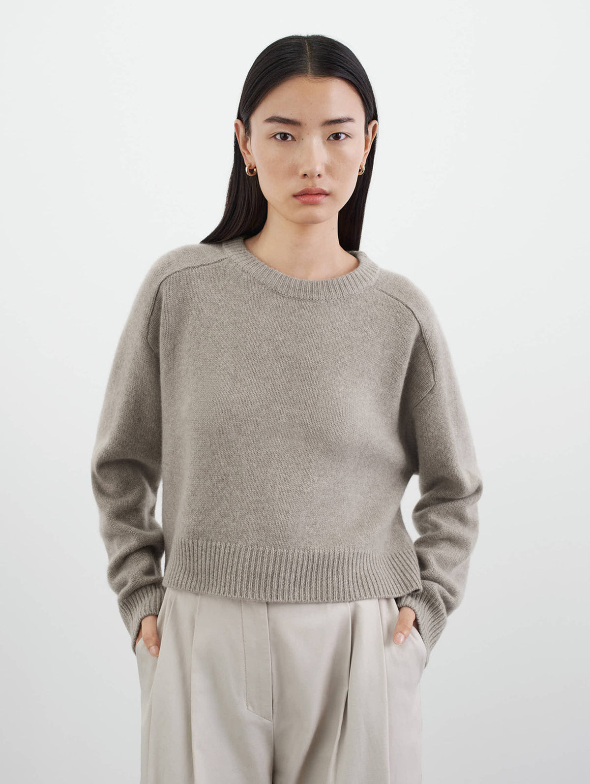 Cropped Cashmere Top in Greige