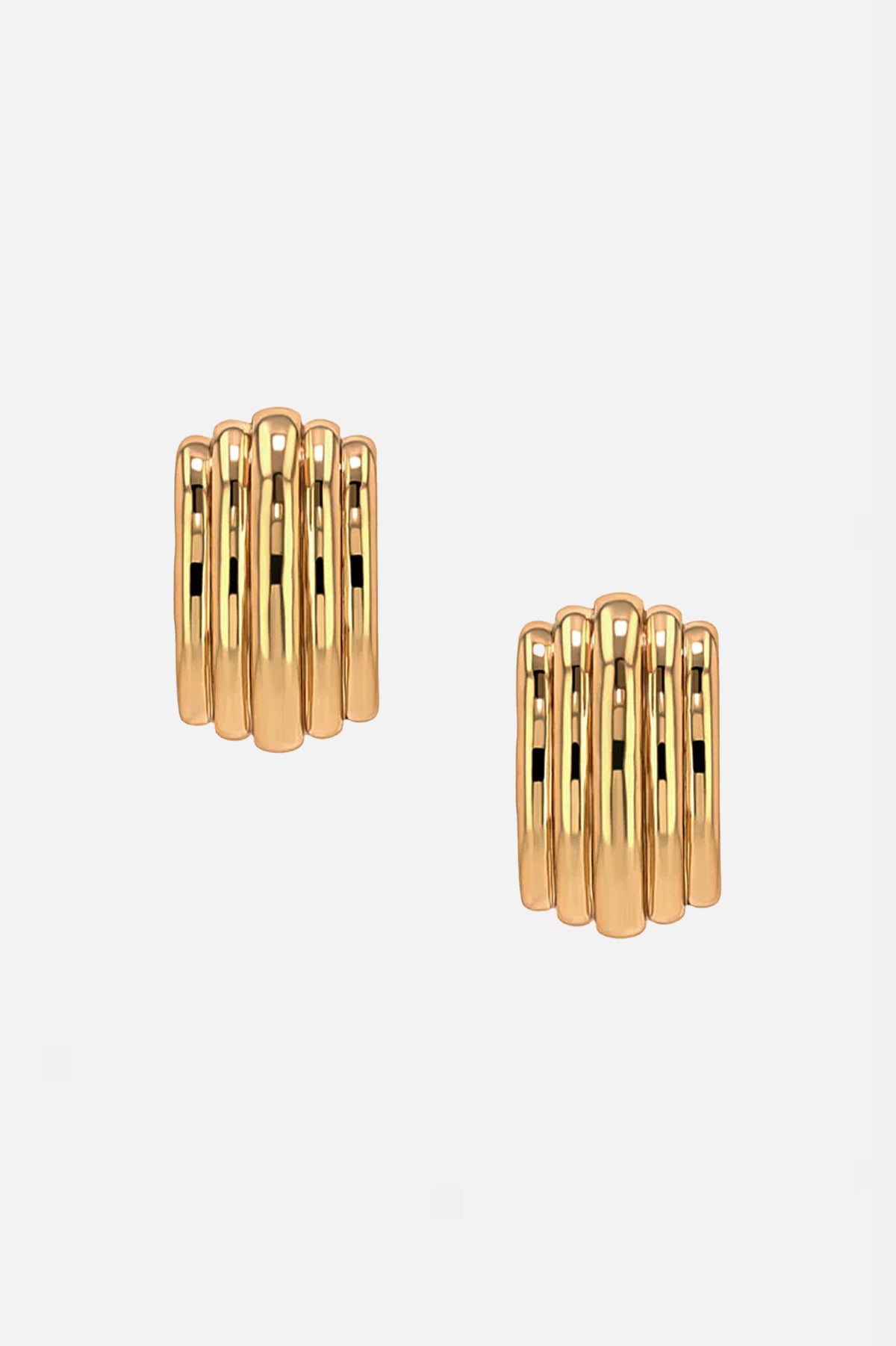 Chunky Ribbed Earrings in Gold