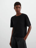 Soft Goat Chunky Cashmere T-Shirt in Black