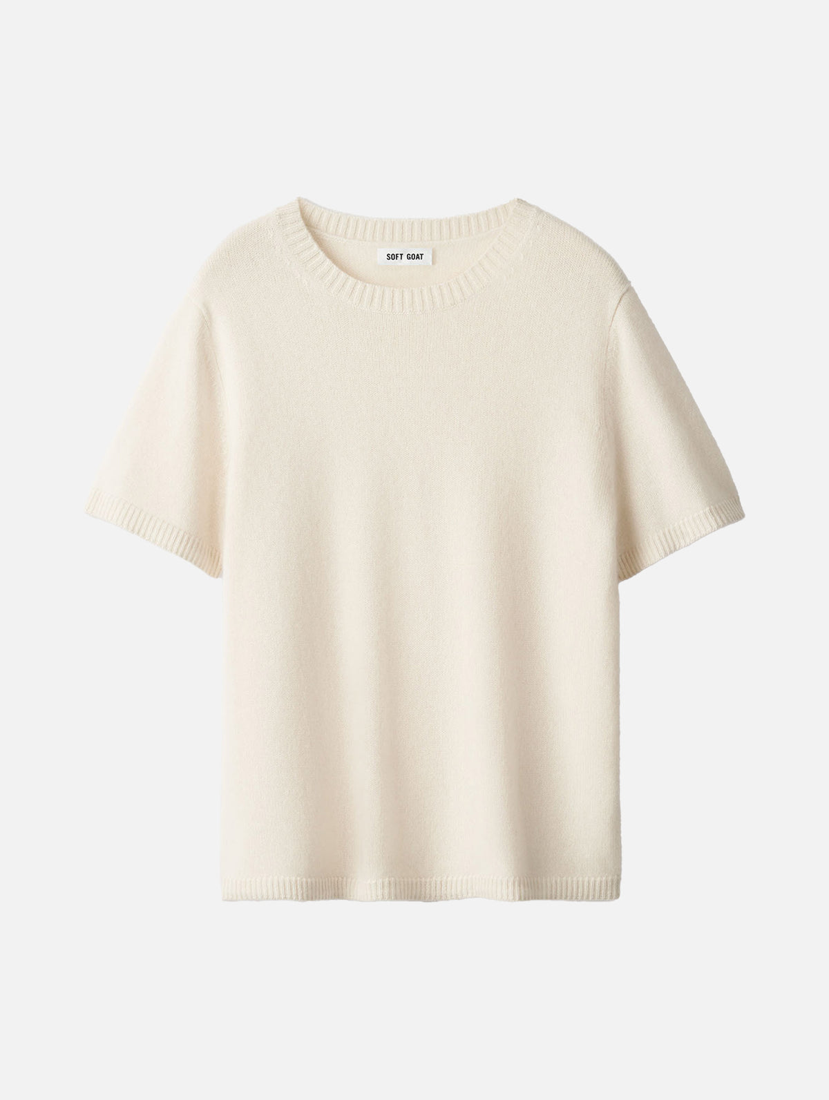 Chunky Cashmere T-Shirt in Feather White