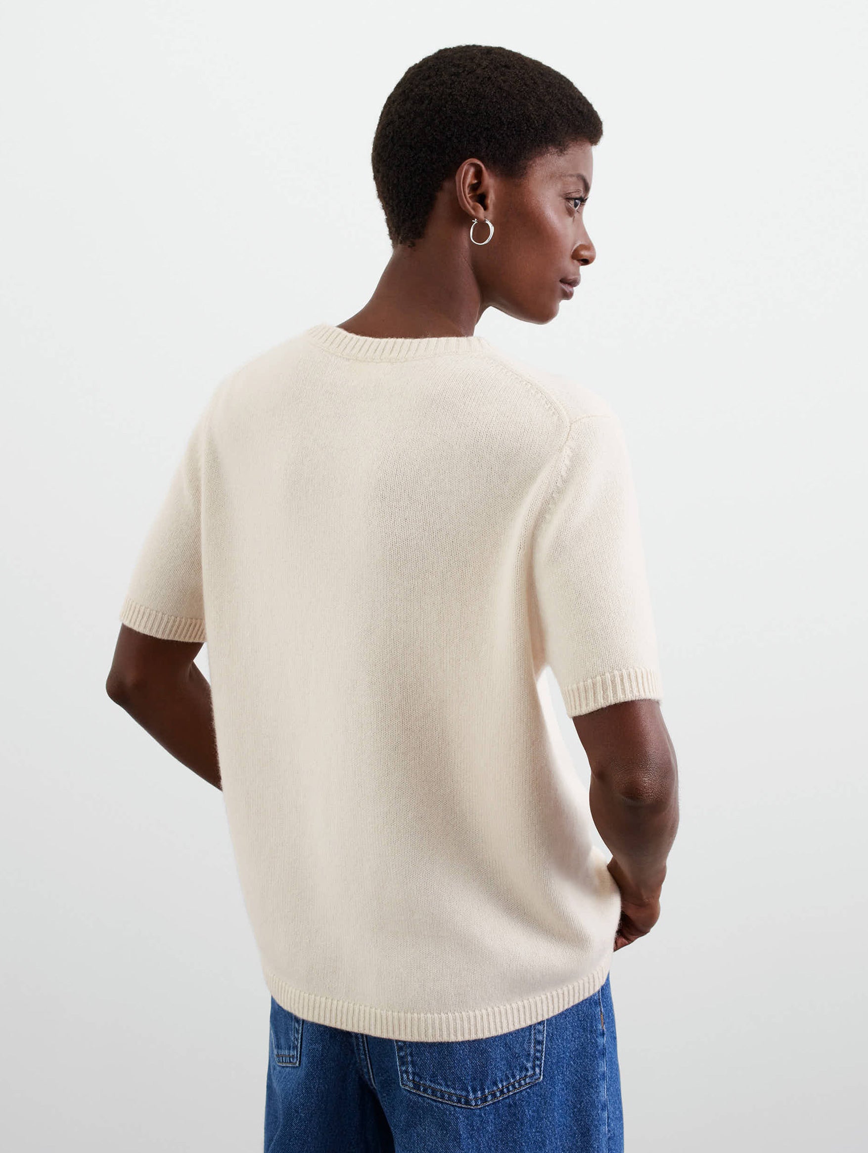 Chunky Cashmere T-Shirt in Feather White