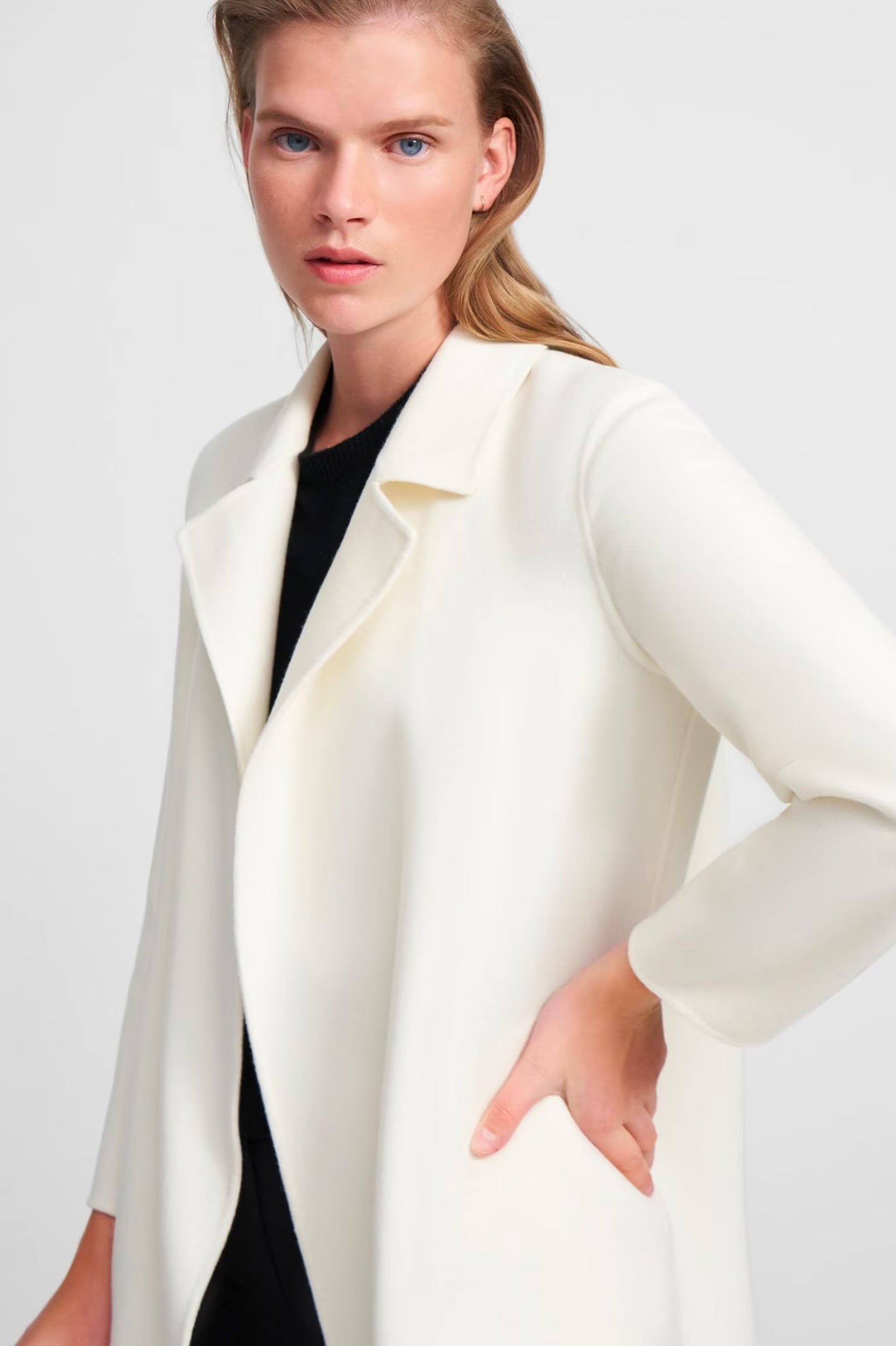 Clairene Wool Cashmere Coat in Ivory