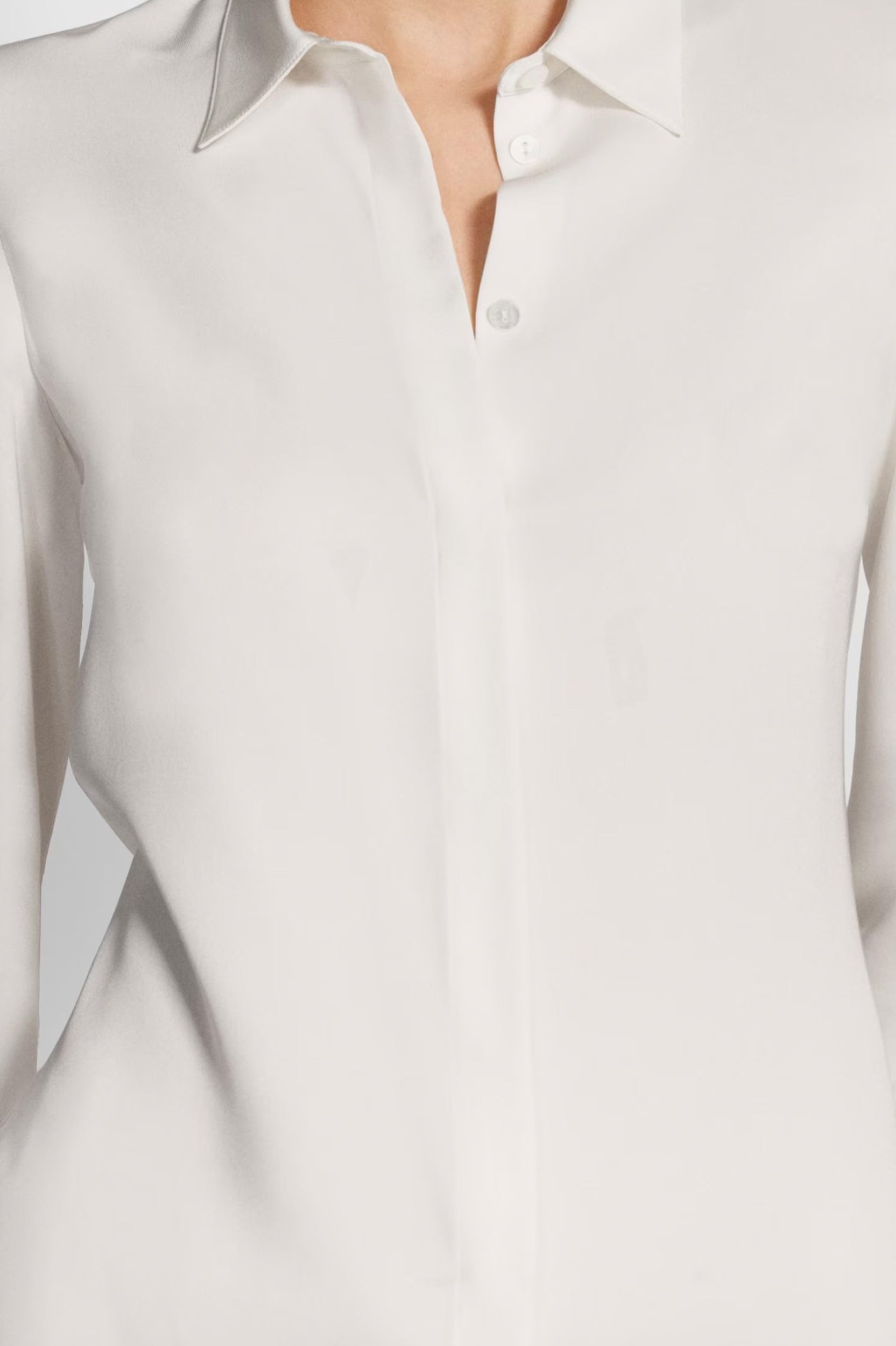 Fitted Silk Georgette Shirt in Ivory