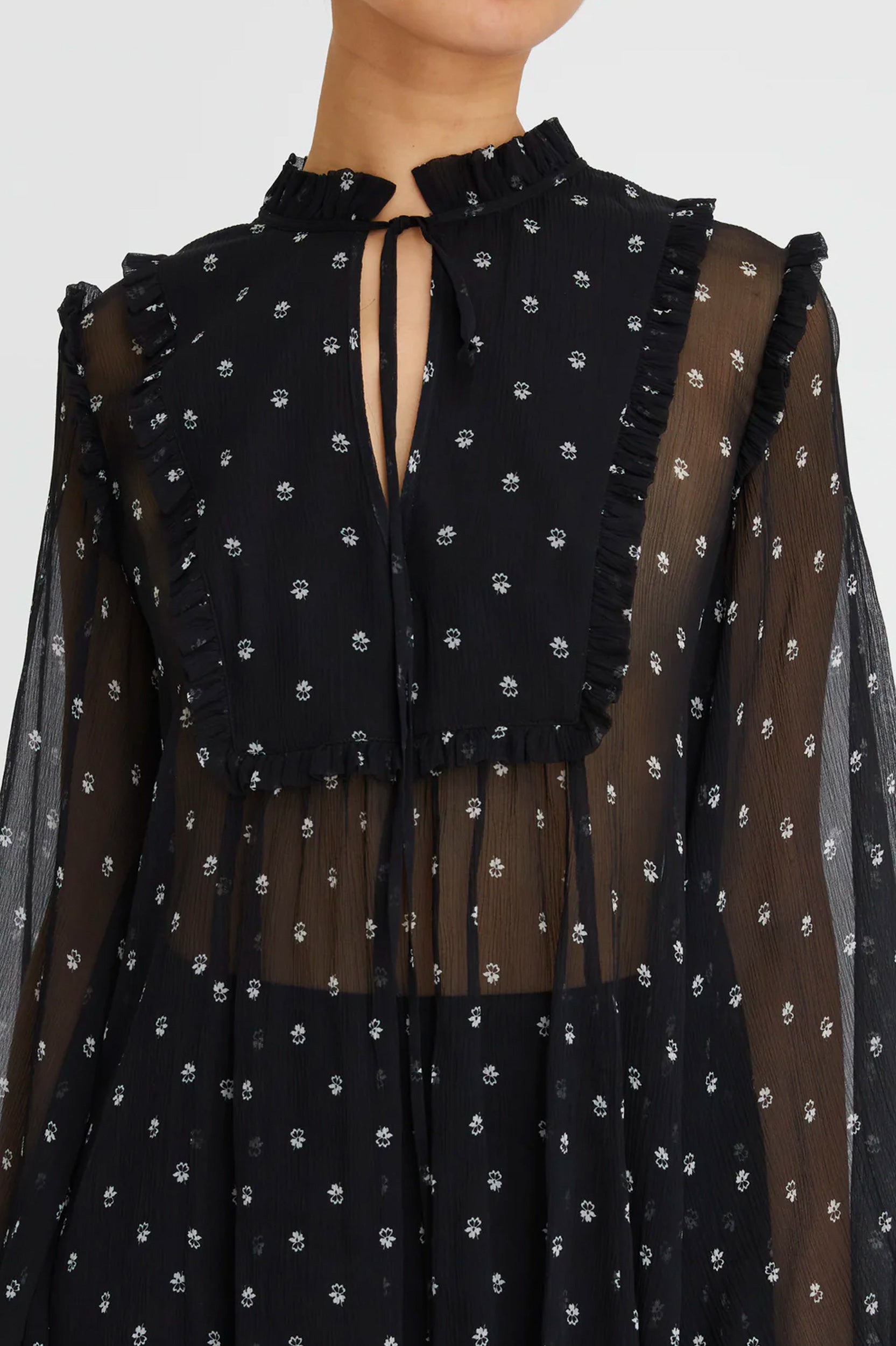 Clemence Blouse in Black Ditsy