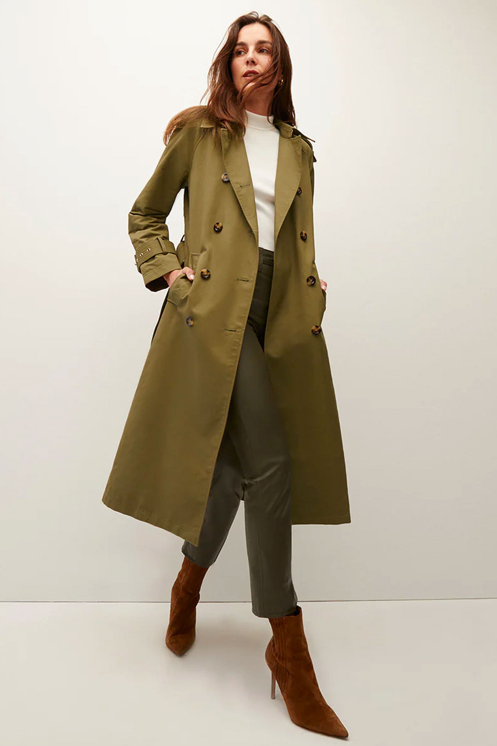 Conneley Dickey Trench Coat in Moss