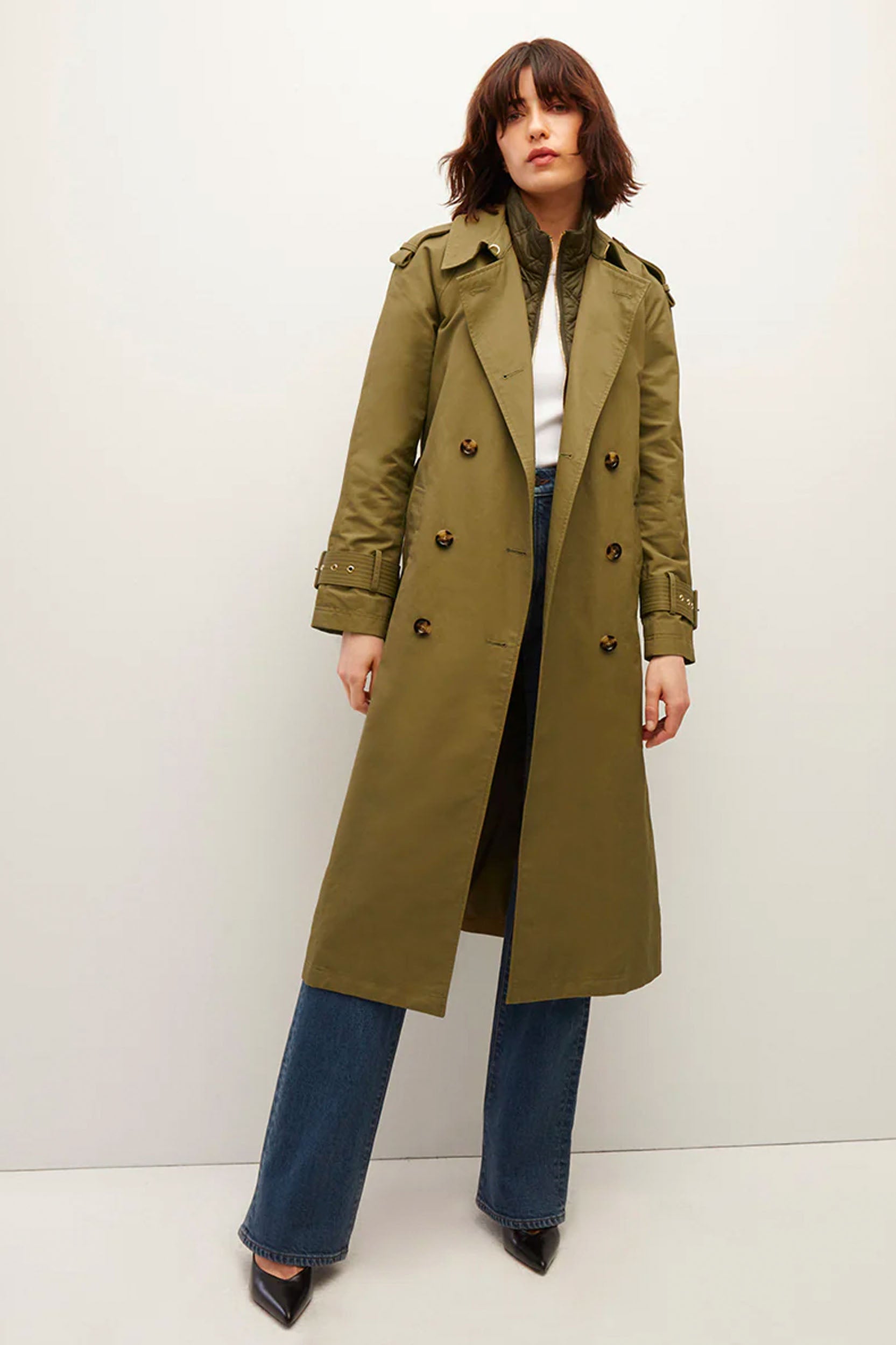 Conneley Dickey Trench Coat in Moss