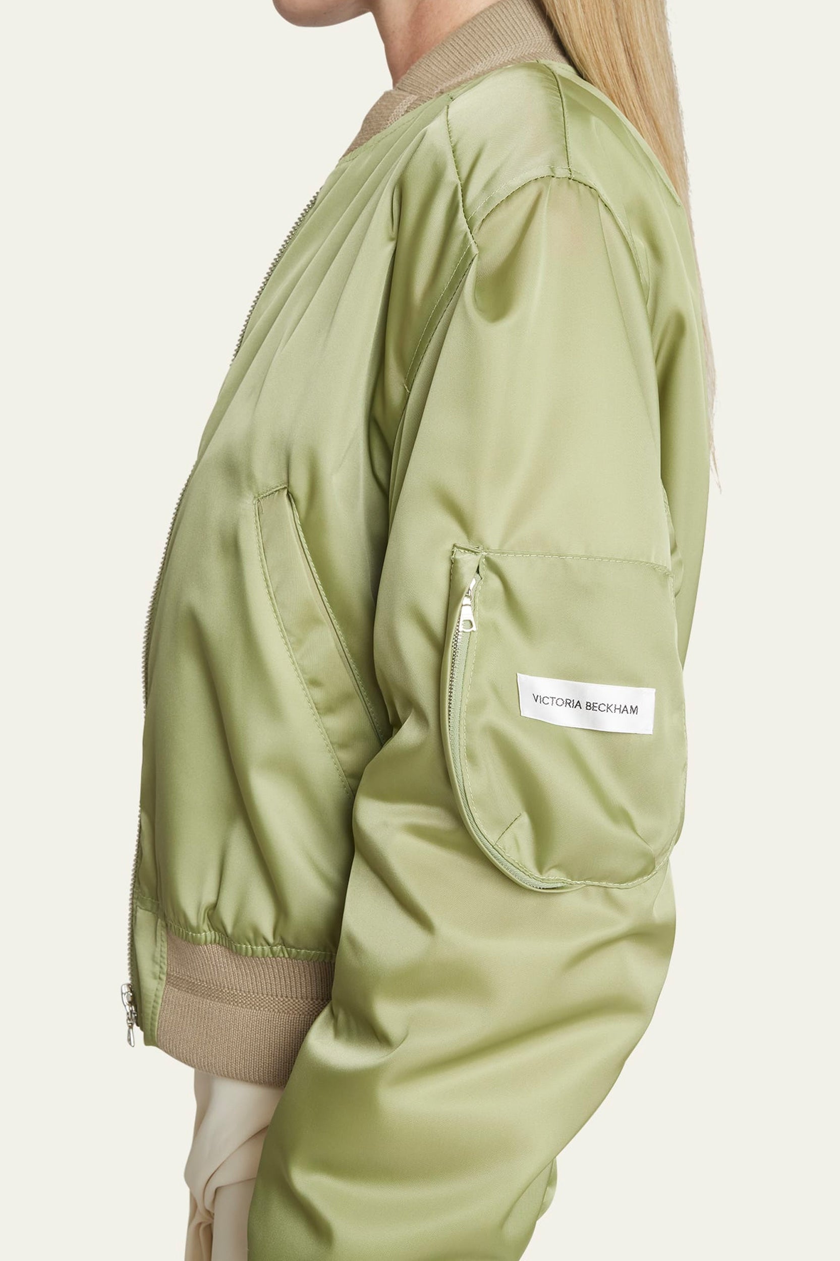Cropped Bomber Jacket in Avacado