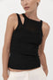 ST. AGNI Double Layer Knit Singlet in Black