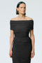Tibi Drapey Jersey Ruched Strapless Top in Black