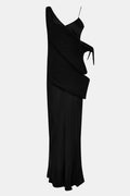 Christopher Esber Drifted Silk Side Tie Dress in Black