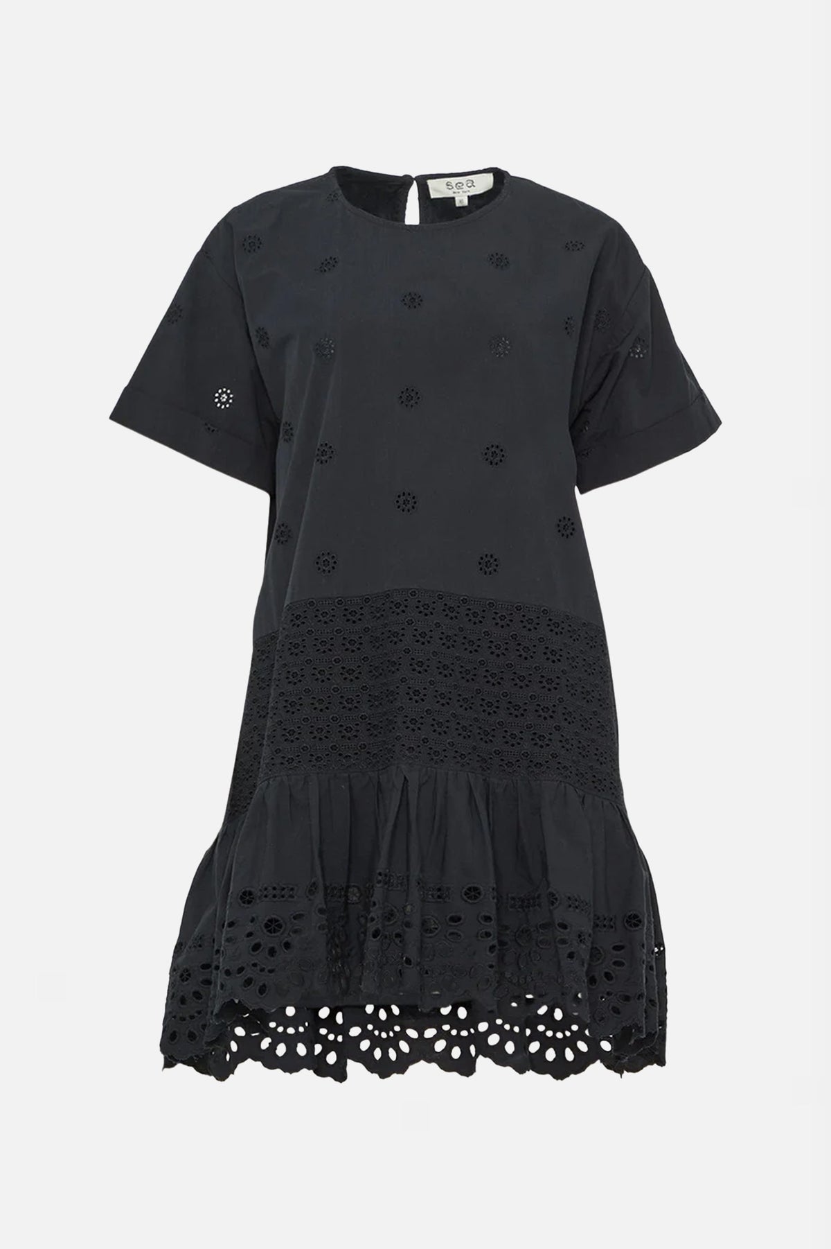 Elysse Embroidered Tunic Dress in Black