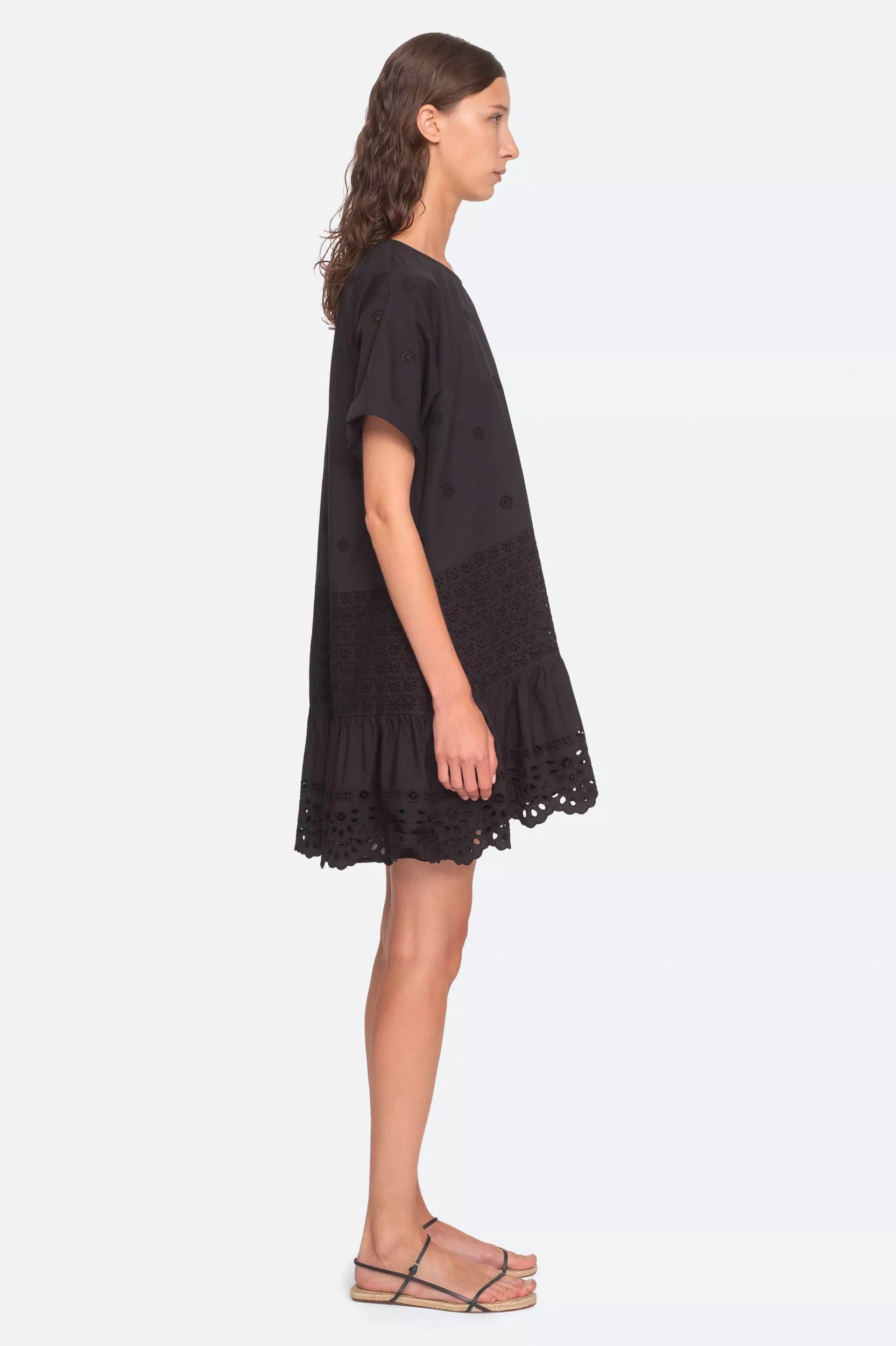 Elysse Embroidered Tunic Dress in Black