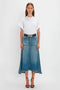 Victoria Beckham Patched Denim Skirt in Vintage Wash