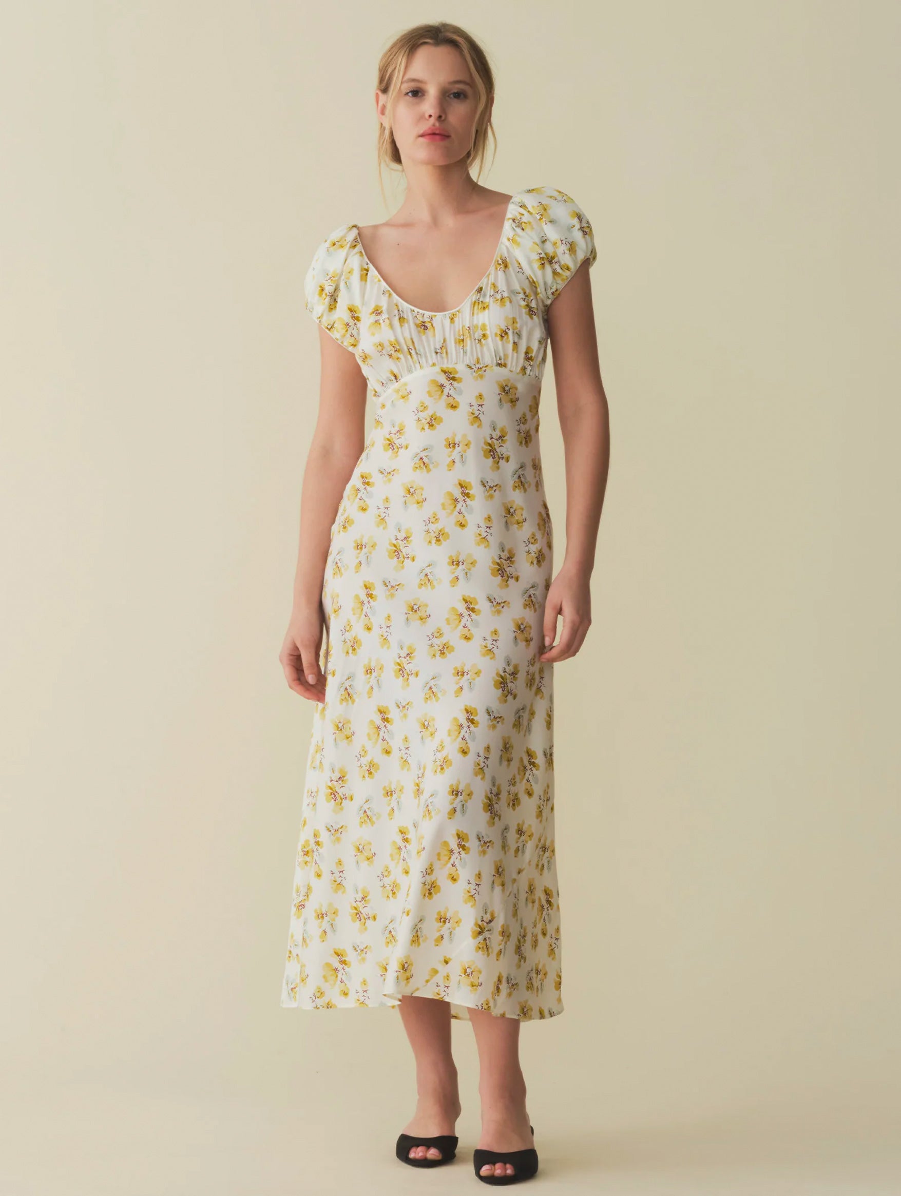 Florencia Dress in Gold Frolicking Floral