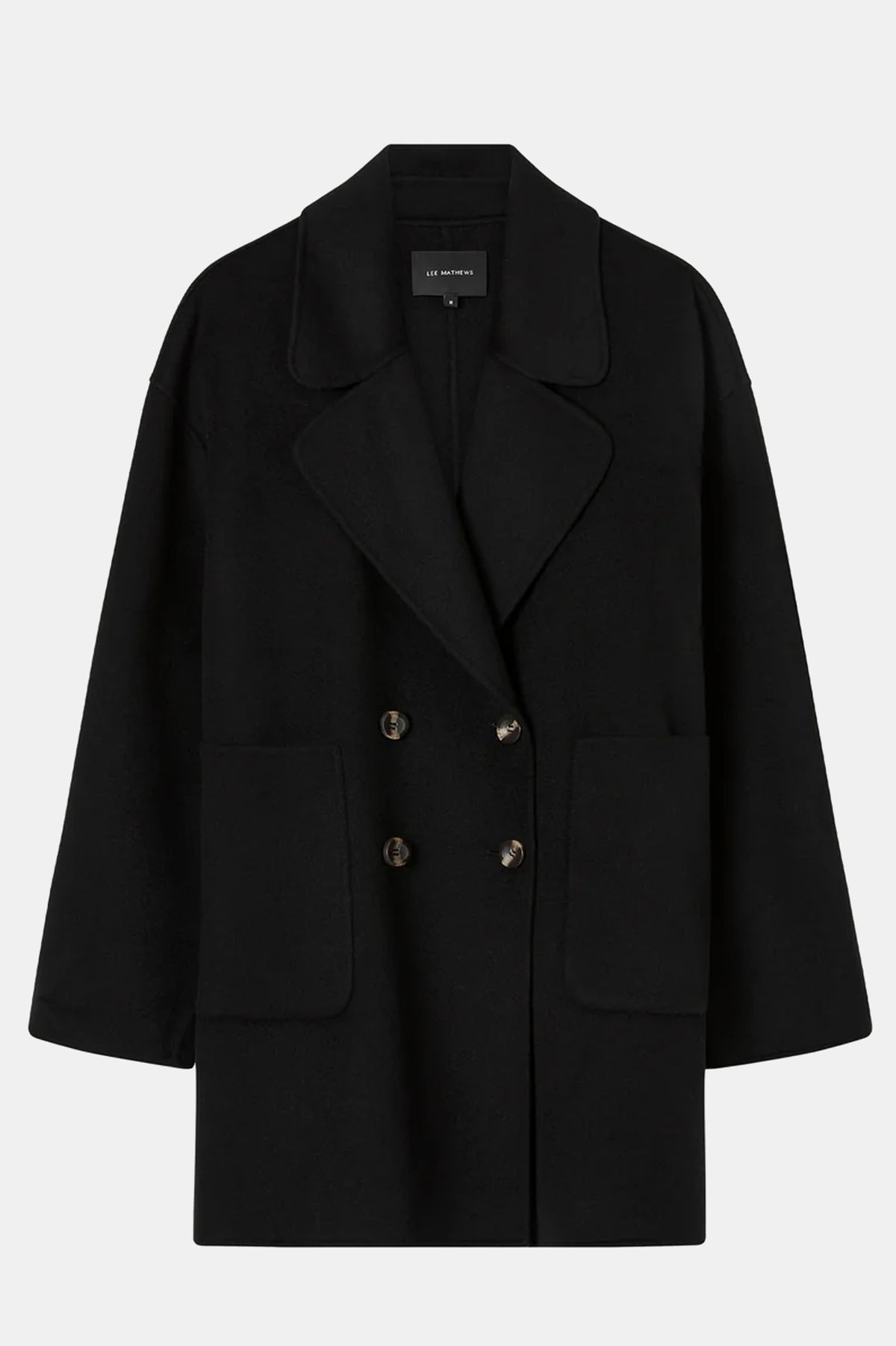 Florentine Cashmere Pea Coat in Black