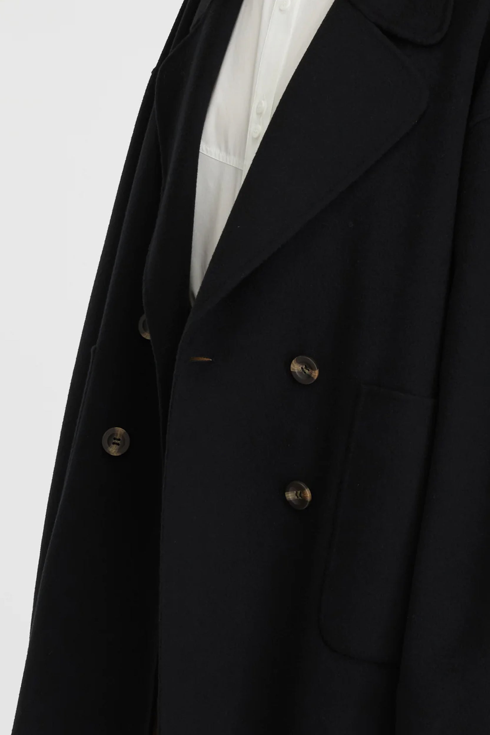 Florentine Cashmere Pea Coat in Black
