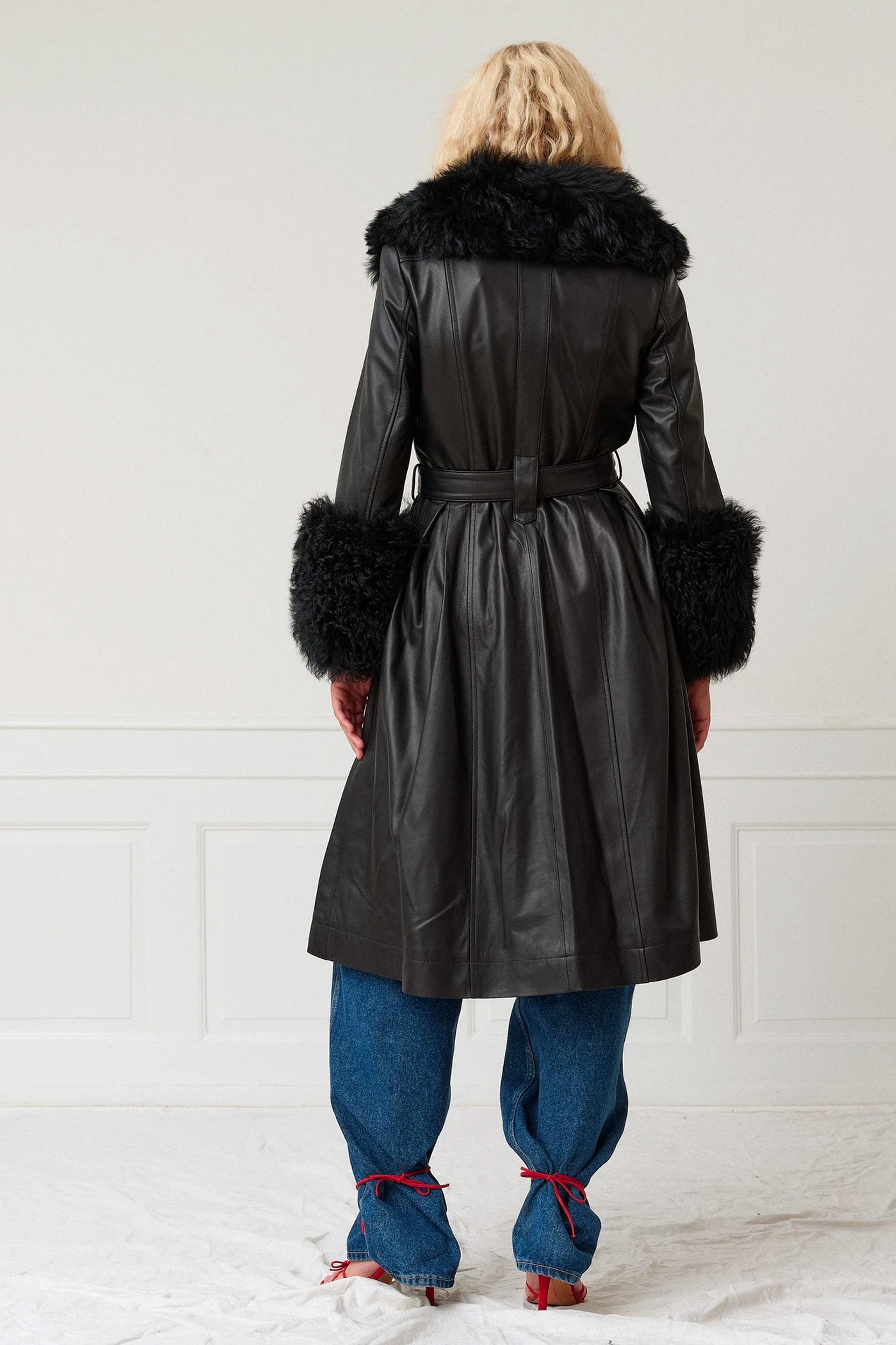 Foxy Shearling Coat in Black
