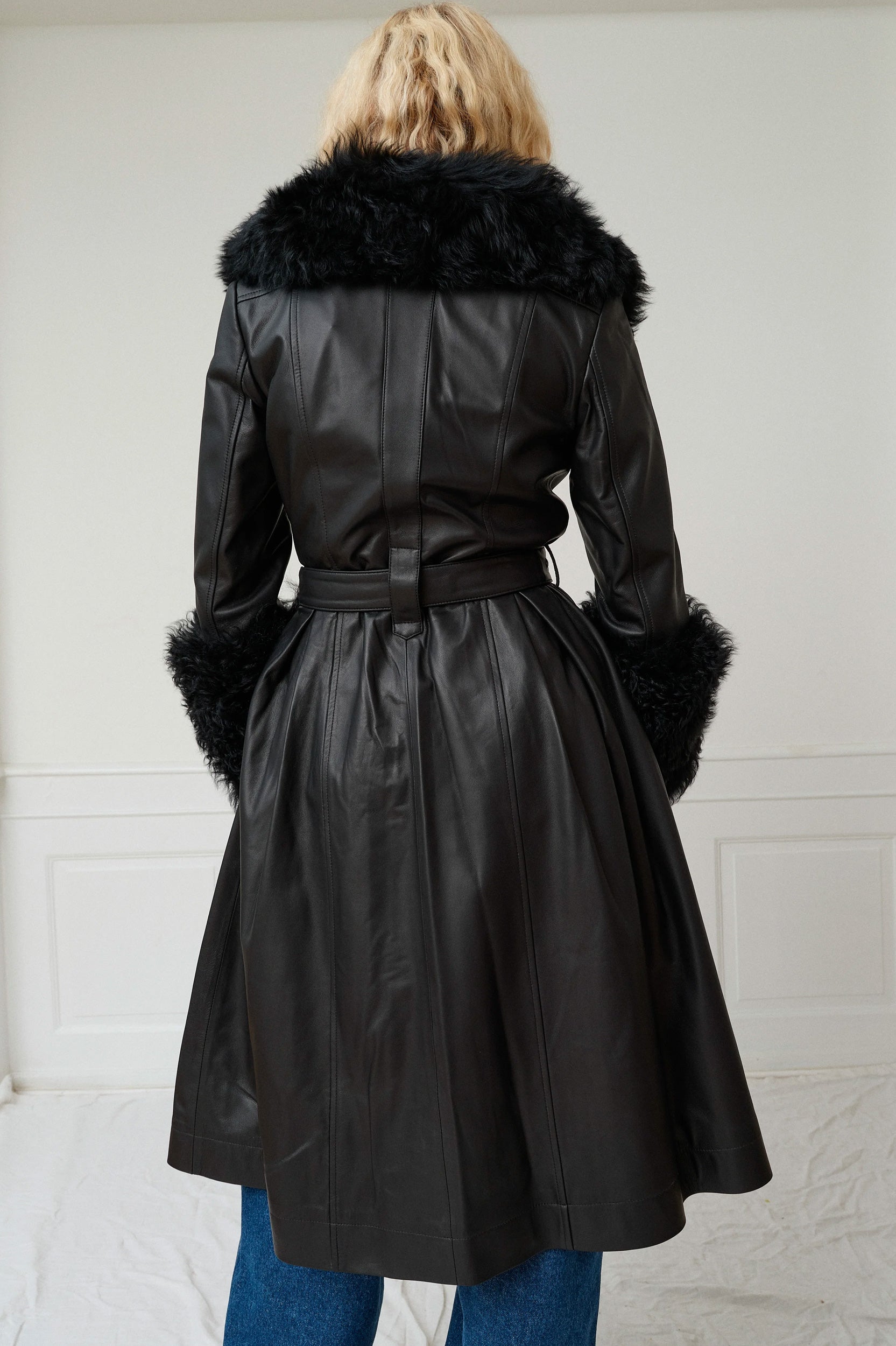 Foxy Shearling Coat in Black