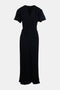 Victoria Beckham Gathered V-Neck Midi Dress in Black