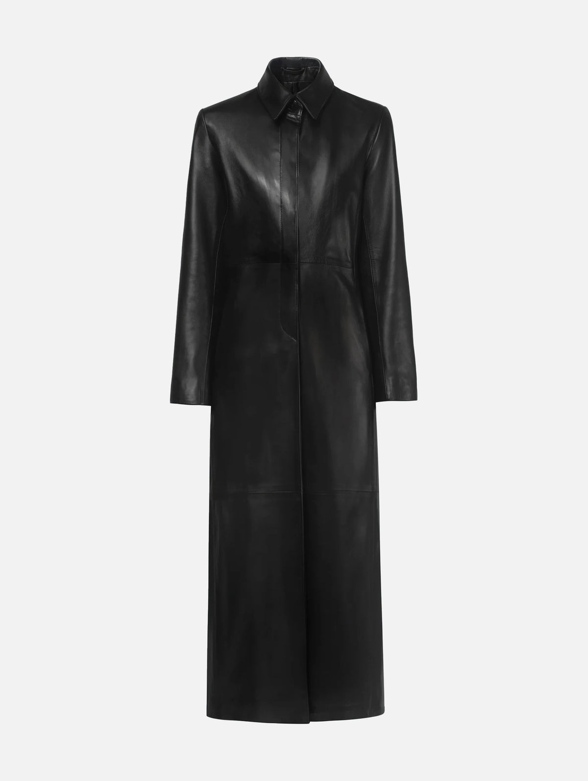 Gotham Sleek Leather Coat in Black