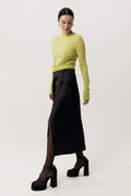 Harris Tapper Iso Skirt in Black Bonded Satin