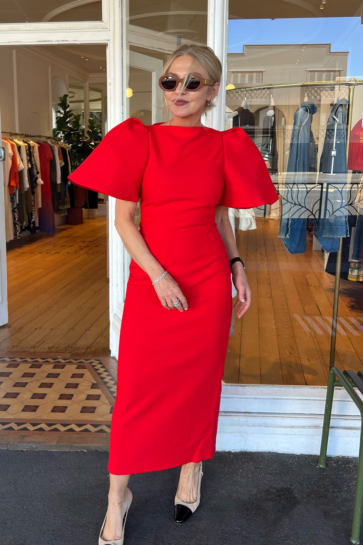 Lora Midi Dress in Red
