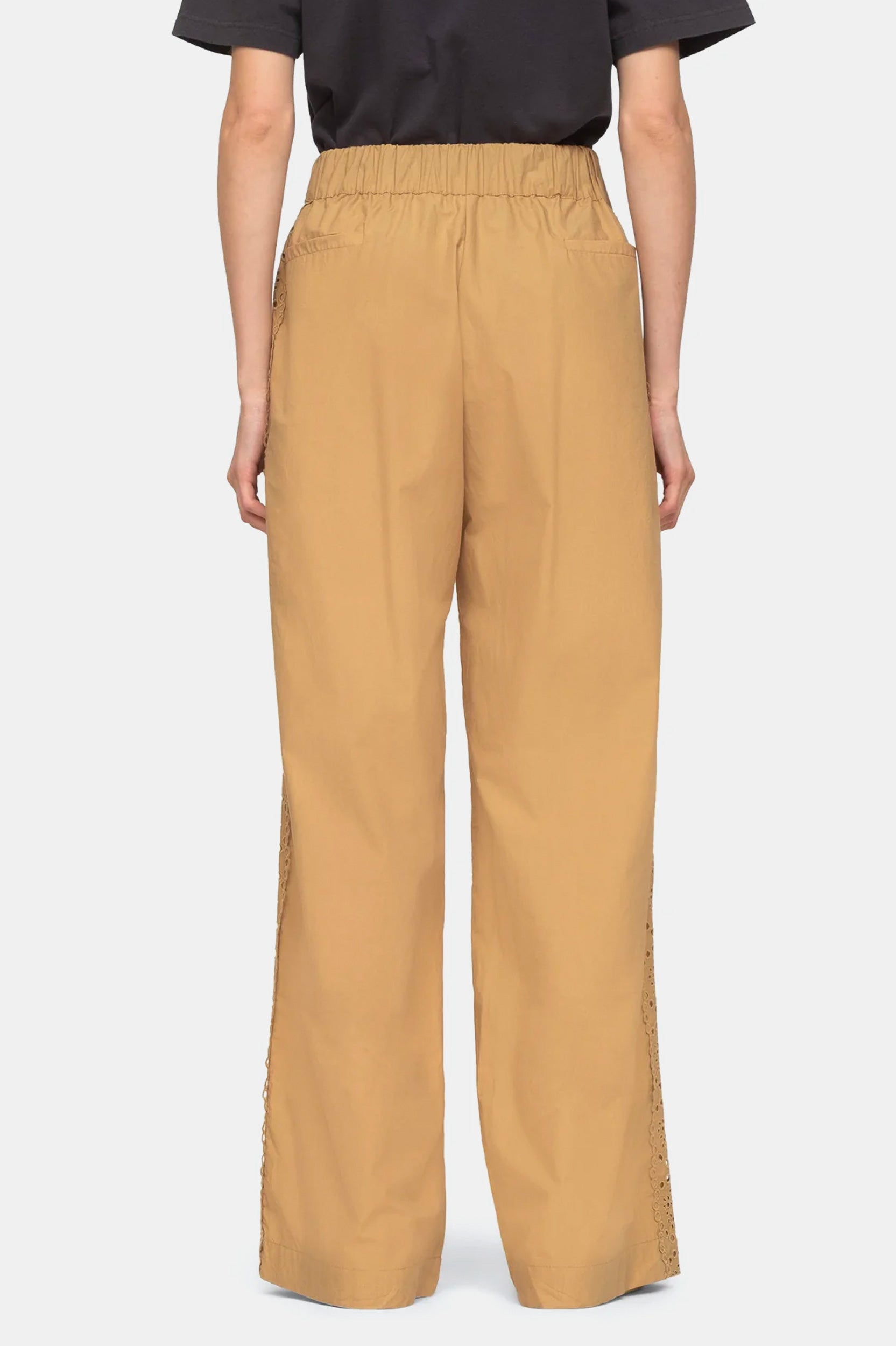 Maeve Eyelet Trim Pants in Chino