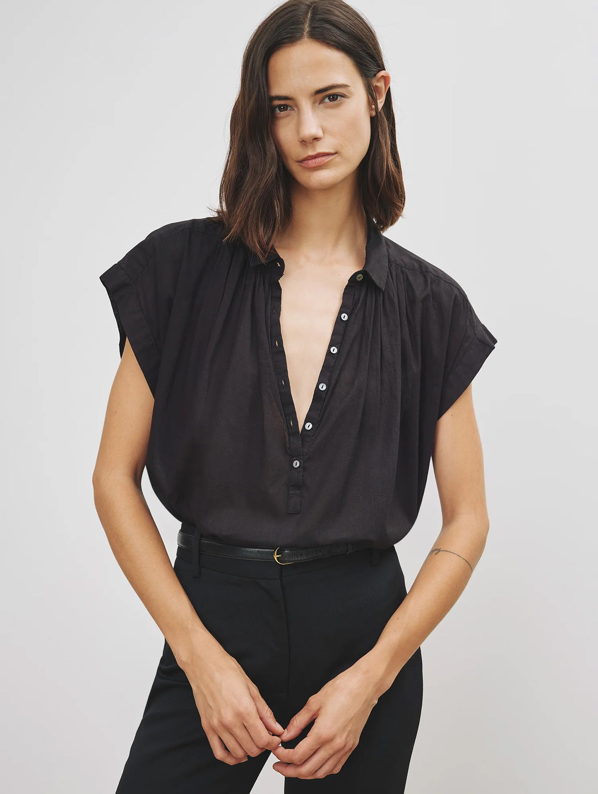 Normandy Cotton Blouse in Black
