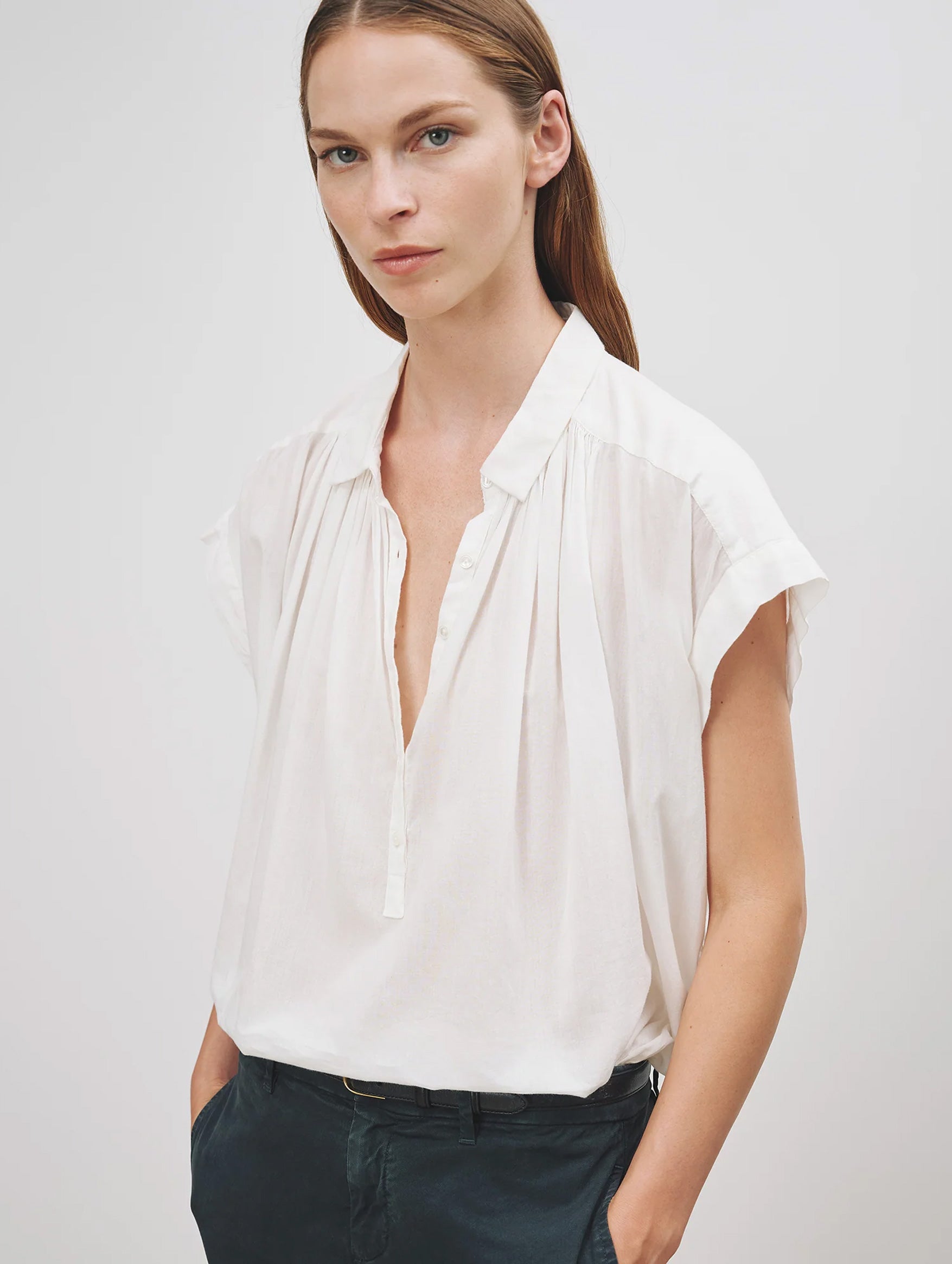 Normandy Cotton Blouse in Ivory – Muse Boutique