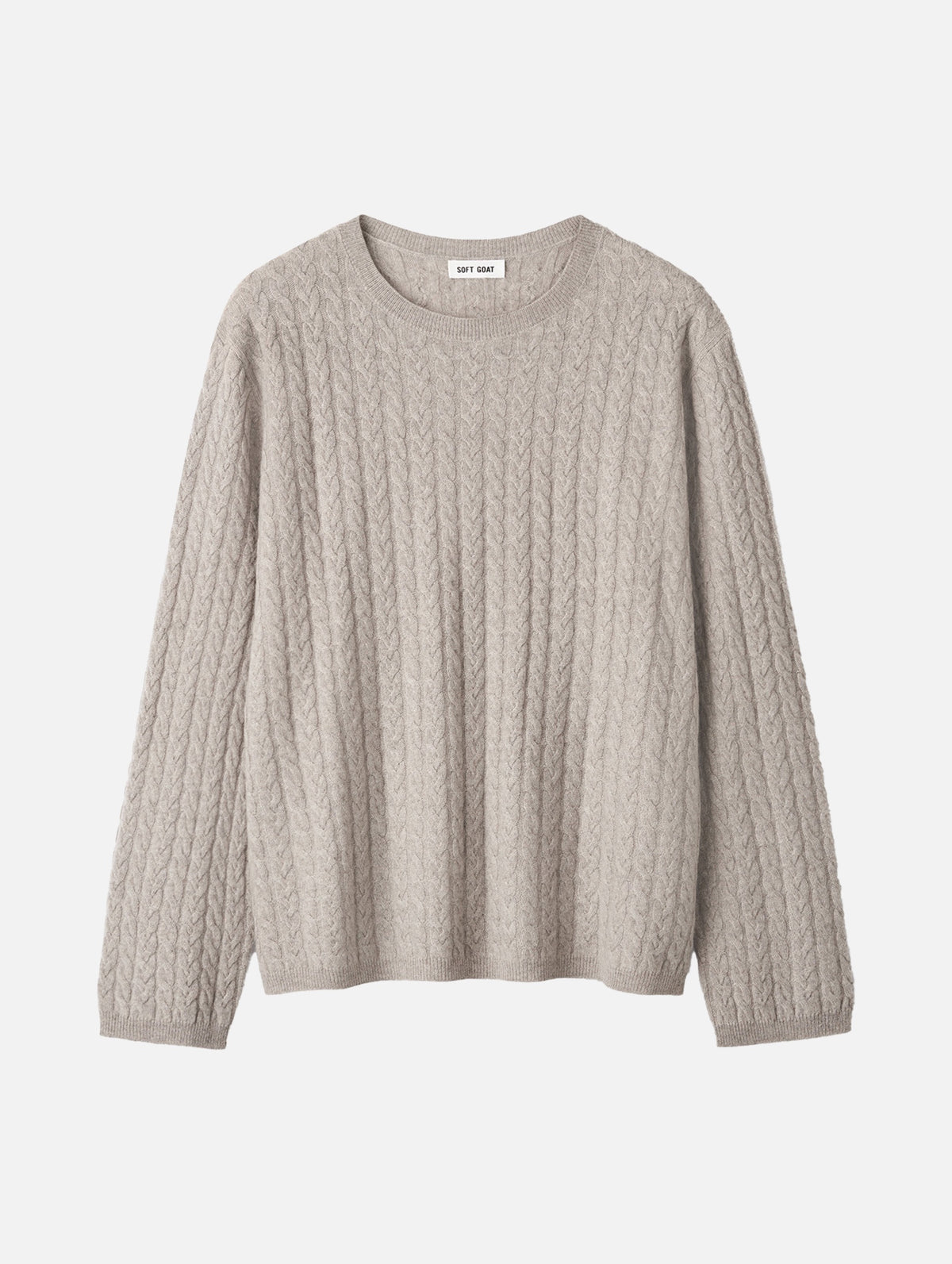 Oversized Cable Cashmere Sweater in Greige