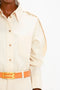Victoria Beckham Oversized Pleat Detail Denim Shirt in Ecru