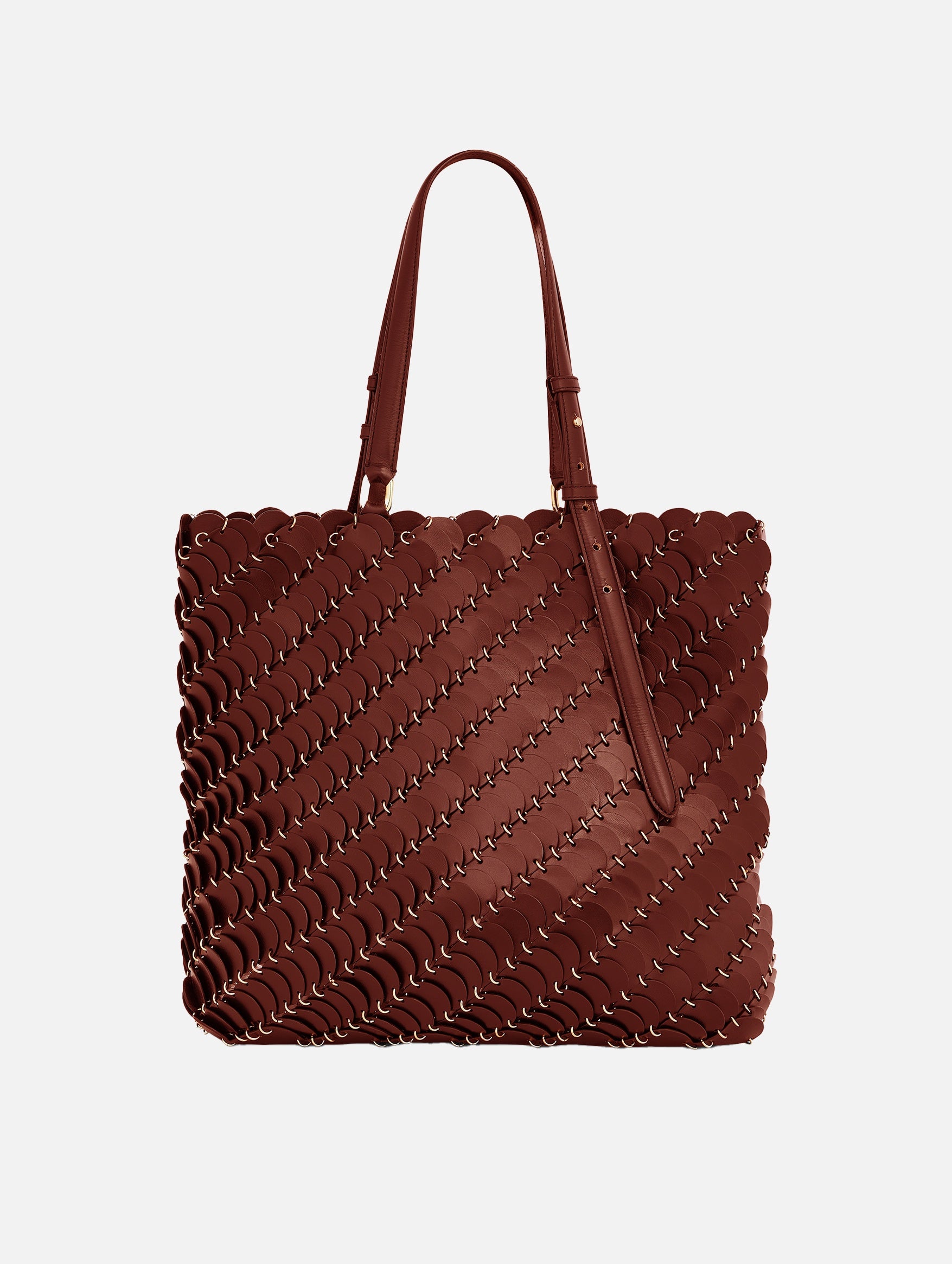 Paco Medium Leather Tote Bag in Cognac