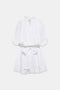 Juliet Dunn London Blouson Poplin Dress in White