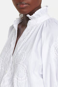 Juliet Dunn London Blouson Poplin Dress in White