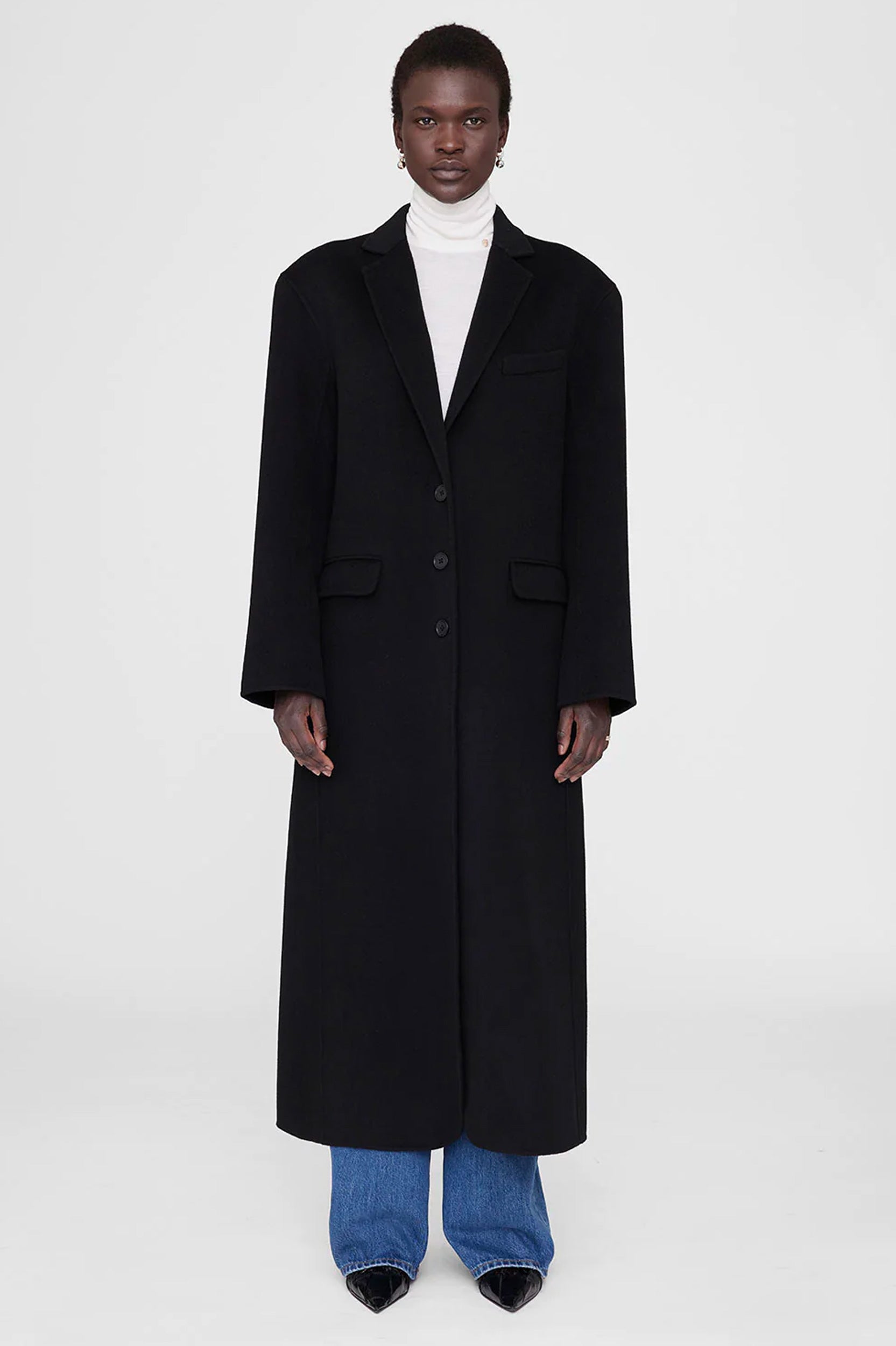 Quinn Coat in Black Cashmere Blend