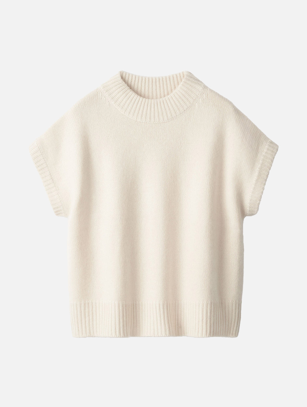 Round Neck Cashmere Top in Feather White