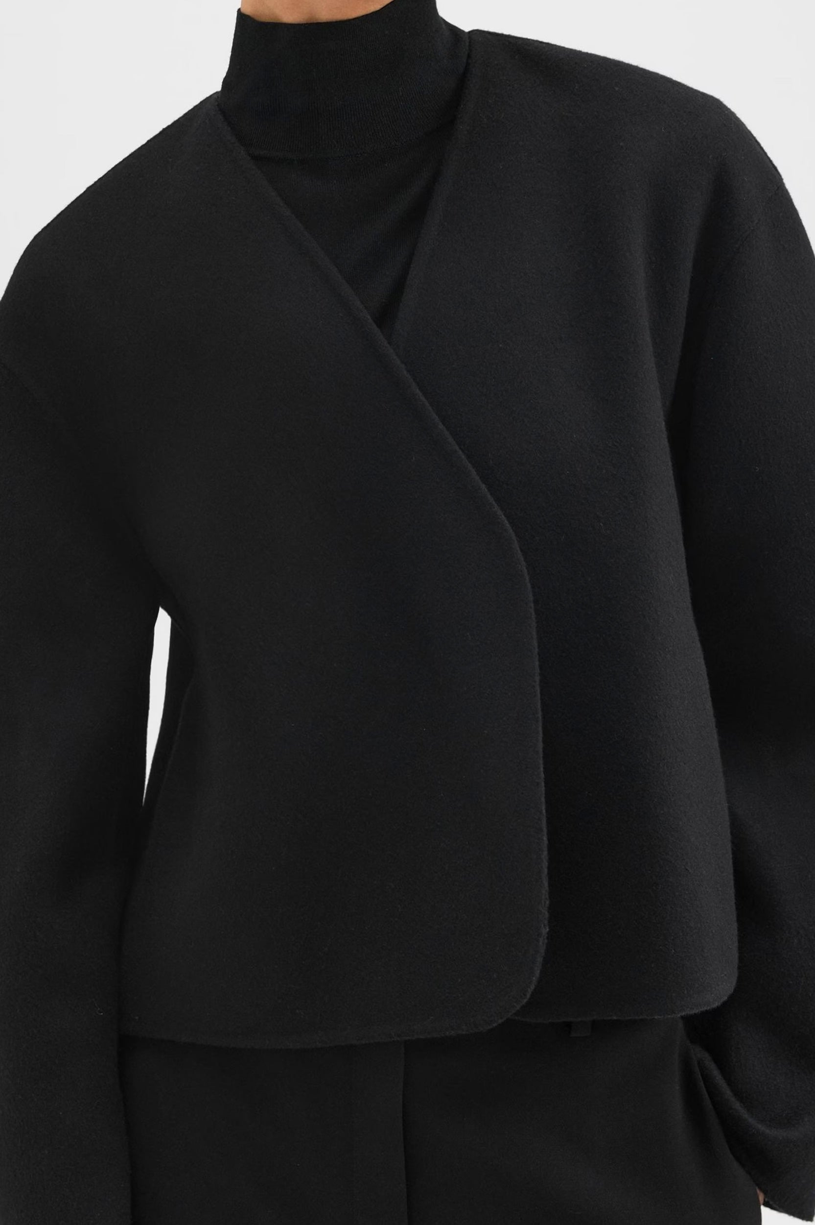 Rounded Crop Jacket in Black