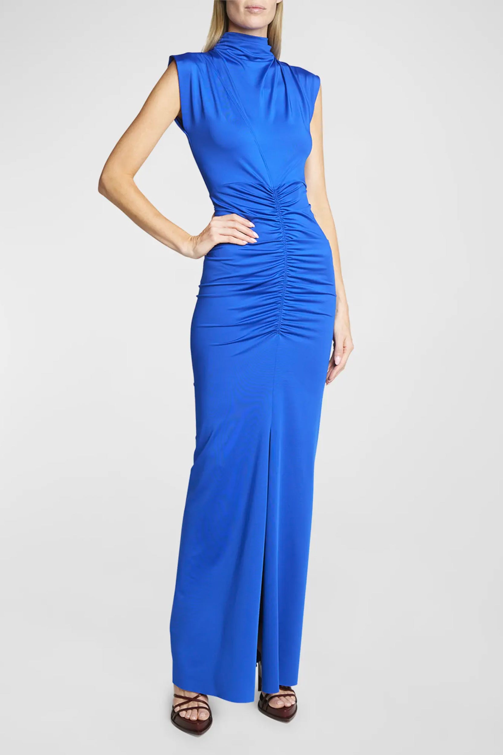 Ruched Jersey Gown in Royal Blue