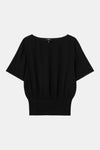 Theory Ribbed Waist Silk Top in Black