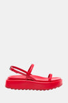 PLAN C Platform Leather Sandals in Red