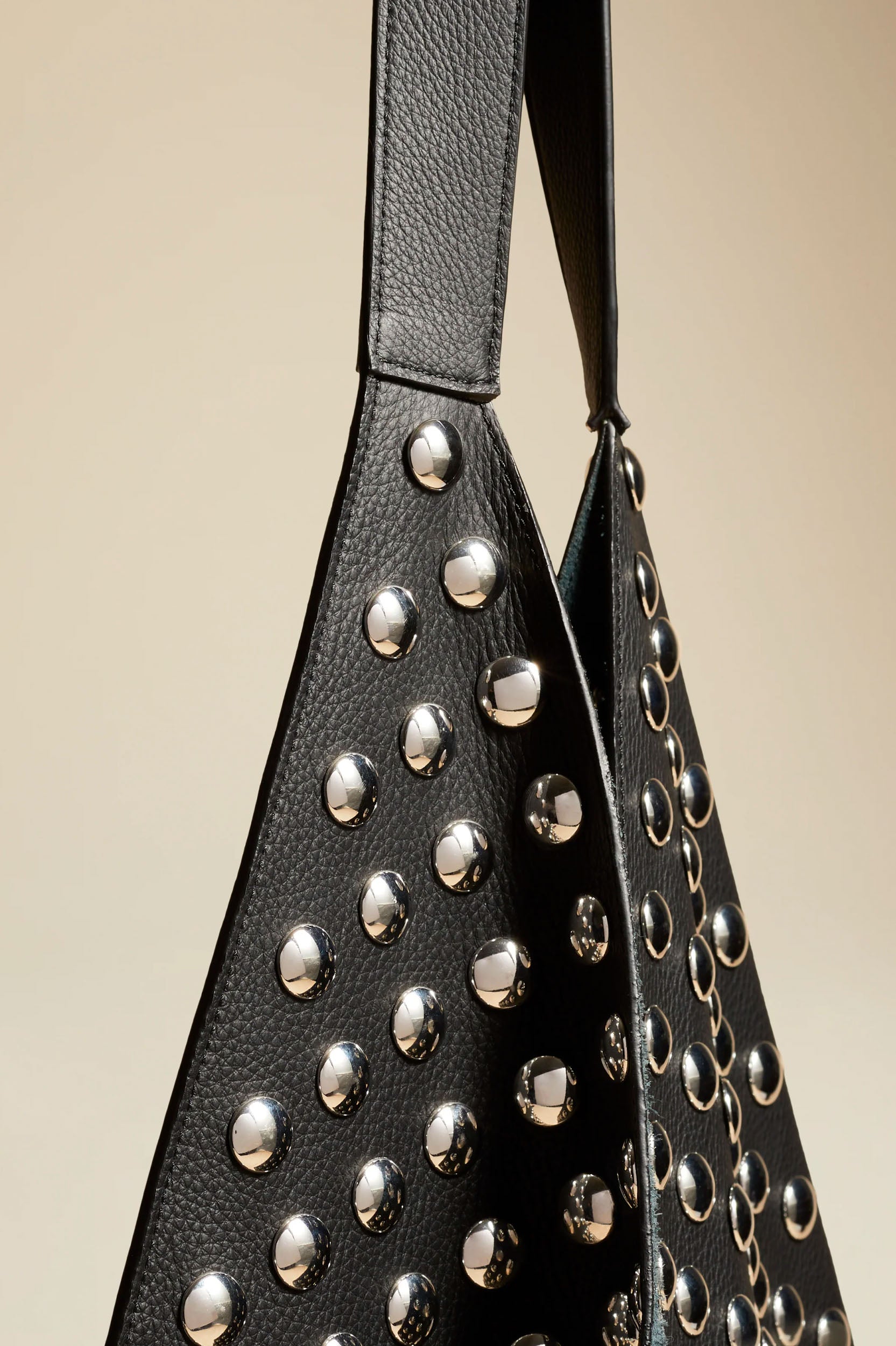 Sara Tote Bag with Silver Studs in Black