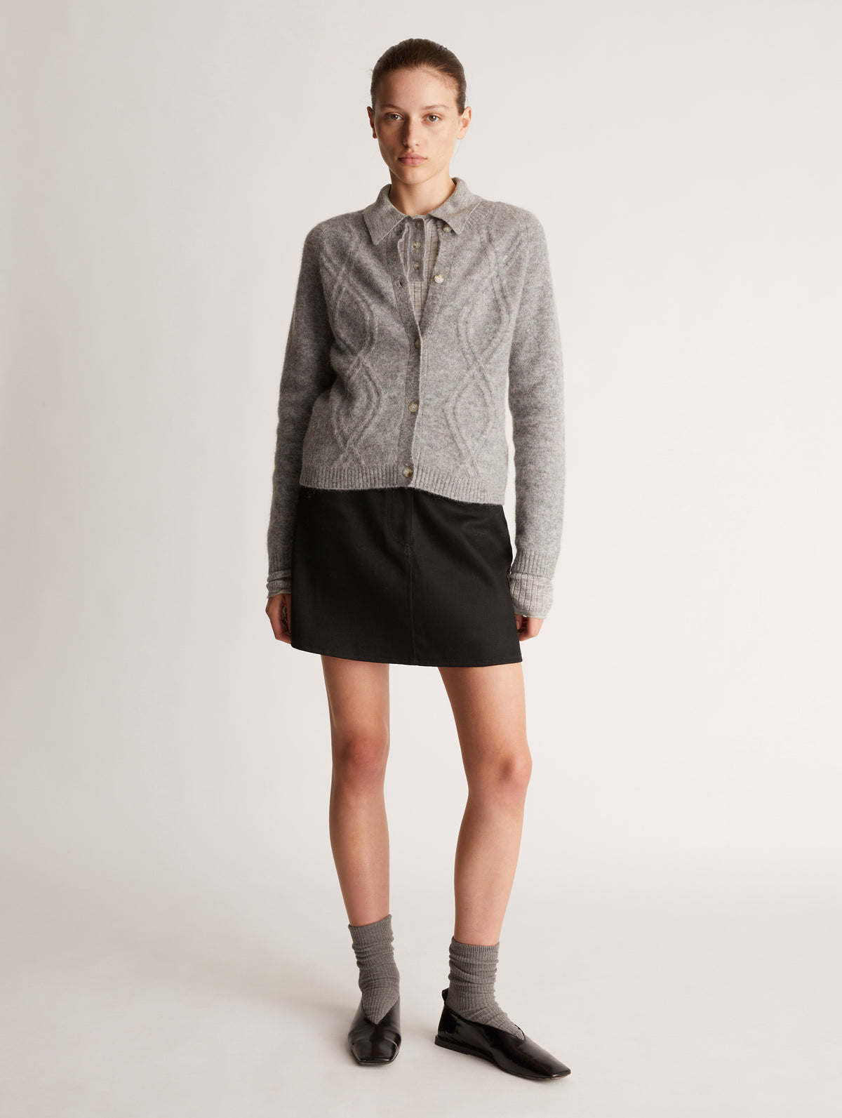 Sawyer Cable Knit Cardigan in Grey