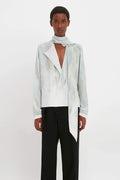 Victoria Beckham Scarf Neck Blouse in Feather White