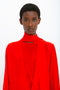 Victoria Beckham Scarf Neck Silk Blouse in Red